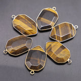 6Pcs Natural Polygon Stone Pendants Water Drop Shape Charms