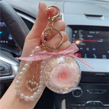 Rose Flower Keychain Pearl Bracelet Key Chain Holder