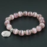 Purple Cat's Eye Stone Tree of Life Bracelet 10mm Beads Women Bracelet