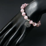 Purple Cat's Eye Stone Tree of Life Bracelet 10mm Beads Women Bracelet