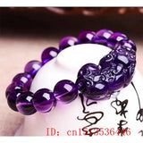Natural Purple Crystal Pixiu Elastic Bracelet Lucky Women Jade Beads Jewelry