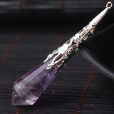 Purple Stone Pendulum for Healing Chakras Necklace Pendant