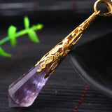 Purple Stone Pendulum for Healing Chakras Necklace Pendant