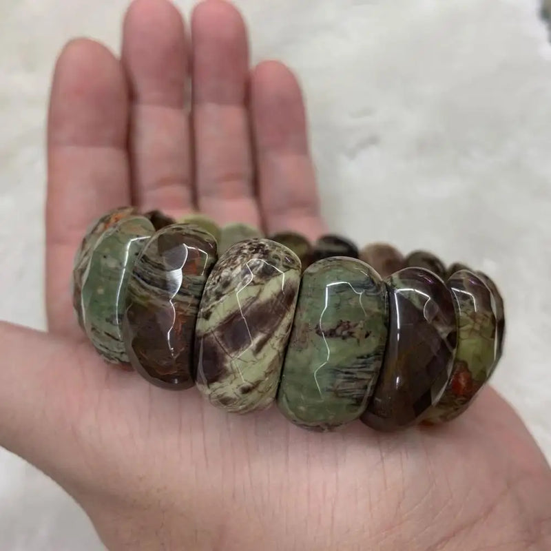 Rainforest Agate Beads Charm Bracelet Gemstone Bangle