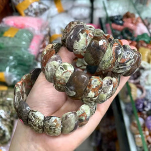 Rainforest Agate Beads Charm Bracelet Gemstone Bangle