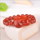 Natural Red Agate Fox PIXIU Bracelet for Women