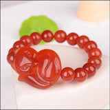 Natural Red Agate Fox PIXIU Bracelet for Women