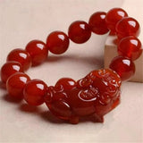 Red Agate Pixiu Bracelet Lucky Women Jade Beads Jewelry