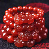 Red Agate Pixiu Bracelet Lucky Women Jade Beads Jewelry