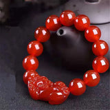 Red Agate Pixiu Bracelet Lucky Women Jade Beads Jewelry