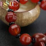 Red Carnelian Lantern Bracelet, National Style Lady Circle Bead Jewelry