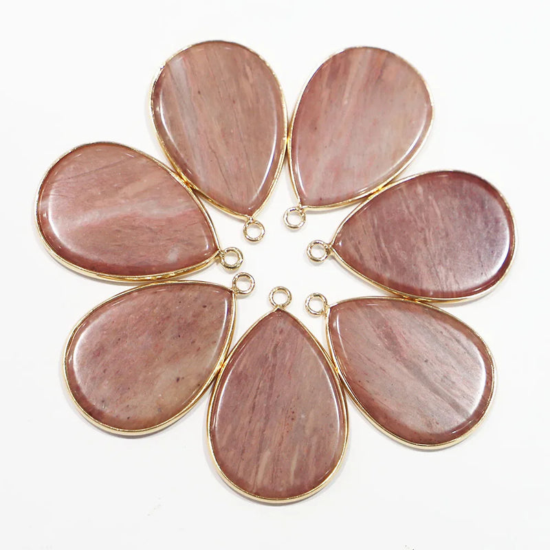 Rhodonite Stone Water Drop Pendant Necklace DIY Jewelry Making