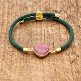 Rhodonite Stone Heart Bracelet Women Charm Jewelry Gift