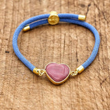 Rhodonite Stone Heart Bracelet Women Charm Jewelry Gift
