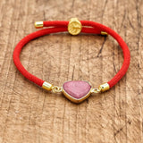 Rhodonite Stone Heart Bracelet Women Charm Jewelry Gift