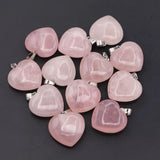 Rose Quartz Crystal Heart Necklace Pendants DIY Jewelry Gift