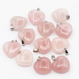 Rose Quartz Crystal Heart Necklace Pendants DIY Jewelry Gift
