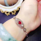 Natural Ruby Ladies Bracelet 925 Sterling Silver Christmas Gift Boutique Jewelry