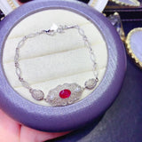 Natural Ruby Ladies Bracelet 925 Sterling Silver Christmas Gift Boutique Jewelry