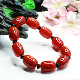 Natural South Red Agate Barrel Beads Bracelet for Men and Women