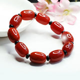 Natural South Red Agate Barrel Beads Bracelet for Men and Women