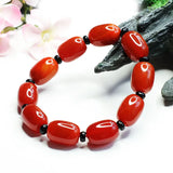 Natural South Red Agate Barrel Beads Bracelet for Men and Women