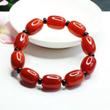 Natural South Red Agate Barrel Beads Bracelet for Men and Women