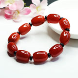 Natural South Red Agate Barrel Beads Bracelet for Men and Women