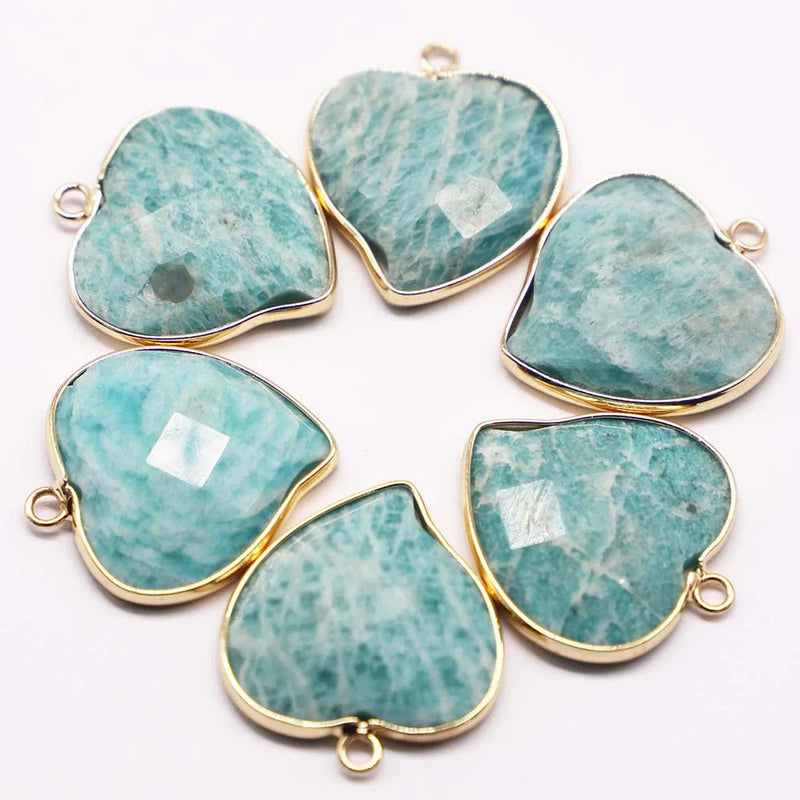 Purple Crystal Amazon Heart Necklace Pendant DIY Jewelry 4Pcs