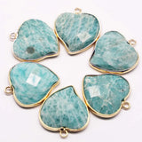 Purple Crystal Amazon Heart Necklace Pendant DIY Jewelry 4Pcs