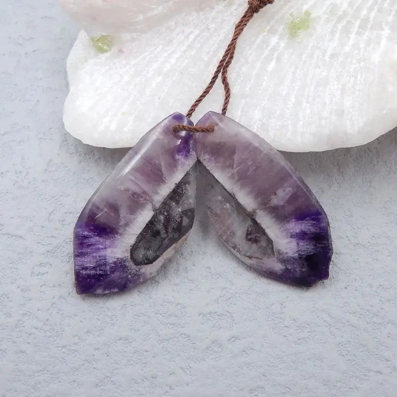 Amethyst Nugget Earrings 36x18mm 9g Semiprecious Stones Jewelry