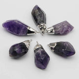 Amethyst Pendant Silver Plated Necklace Charm Jewelry DIY Earring