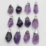 Amethyst Pendant Silver Plated Necklace Charm Jewelry DIY Earring