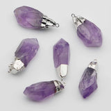 Amethyst Pendant Silver Plated Necklace Charm Jewelry DIY Earring