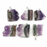 Amethysts Slice Druzys Mexican Pendants Healing Crystal Quartz Necklace