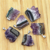 Amethysts Slice Druzys Mexican Pendants Healing Crystal Quartz Necklace