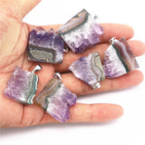 Amethysts Slice Druzys Mexican Pendants Healing Crystal Quartz Necklace