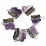 Amethysts Slice Druzys Mexican Pendants Healing Crystal Quartz Necklace