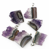 Amethysts Slice Druzys Mexican Pendants Healing Crystal Quartz Necklace