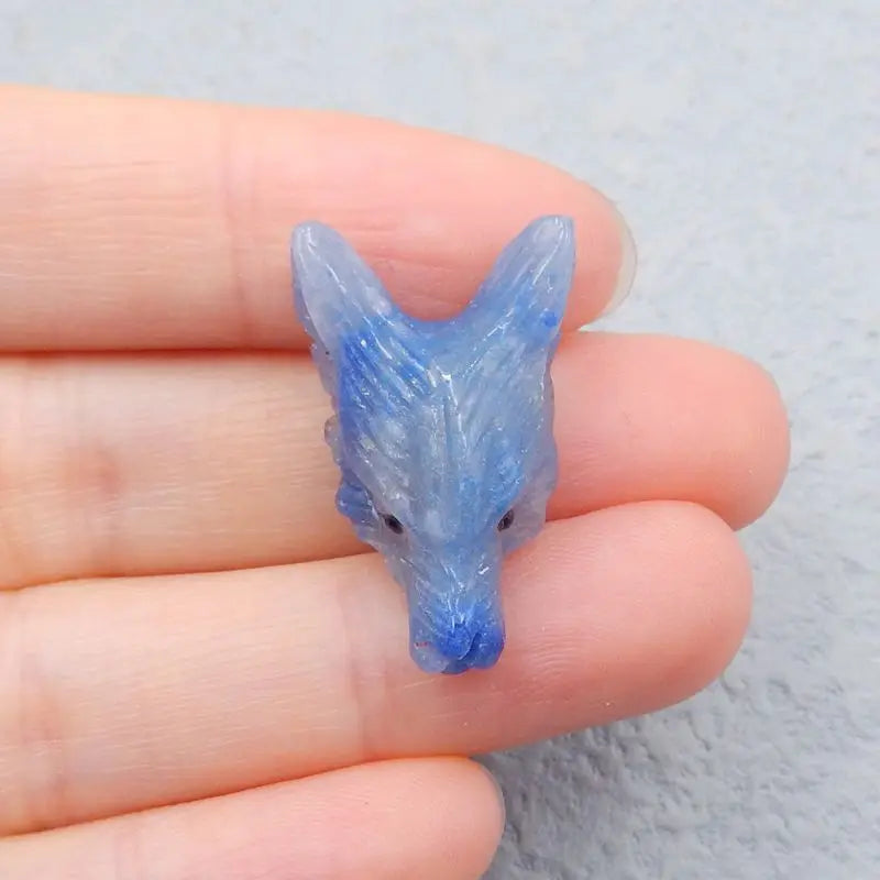 Aventurine Carved Wolf Head Necklace Pendant Bead