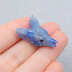 Aventurine Carved Wolf Head Necklace Pendant Bead