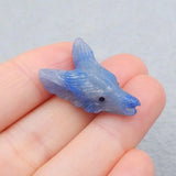 Aventurine Carved Wolf Head Necklace Pendant Bead