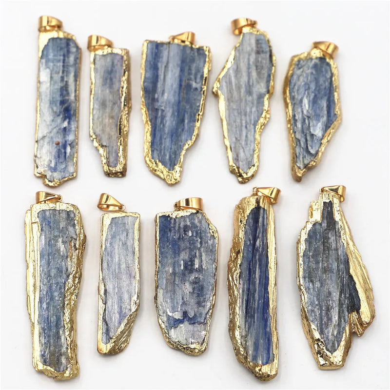 Natural Stone Kyanite Pendant Jewelry Plating Raw Kyanite Nugget DIY G1121
