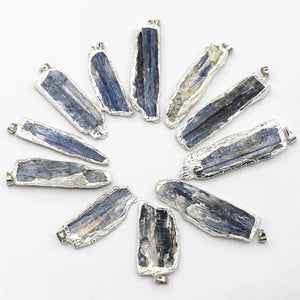 Natural Stone Kyanite Pendants Jewelry Plating Silver Raw Nugget For Earrings