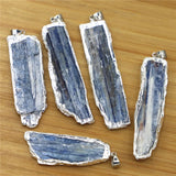 Natural Stone Kyanite Pendants Jewelry Plating Silver Raw Nugget For Earrings