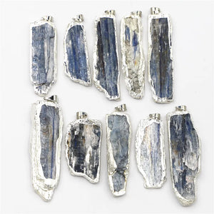 Natural Stone Kyanite Pendants Jewelry Plating Silver Raw Nugget For Earrings