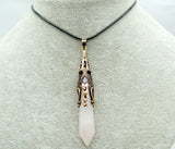 Natural Stone Crystal Quartz Pendulum Hexagon Pendant Necklace
