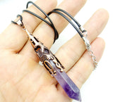 Natural Stone Crystal Quartz Pendulum Hexagon Pendant Necklace