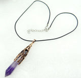 Natural Stone Crystal Quartz Pendulum Hexagon Pendant Necklace