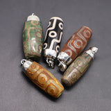 Natural Stone Dzi Bead Chakra Pendant Necklace Jewelry